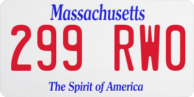 MA license plate 299RW0