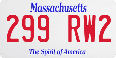 MA license plate 299RW2