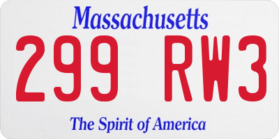 MA license plate 299RW3