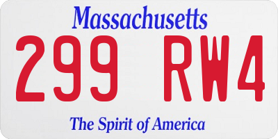 MA license plate 299RW4