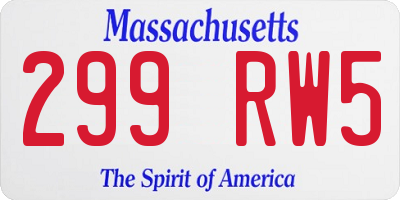 MA license plate 299RW5