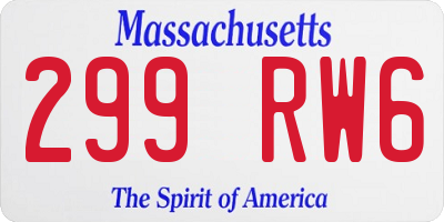MA license plate 299RW6