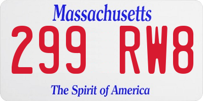 MA license plate 299RW8