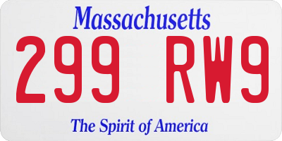 MA license plate 299RW9