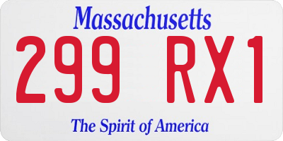MA license plate 299RX1