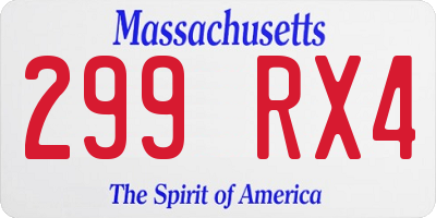 MA license plate 299RX4