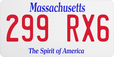 MA license plate 299RX6