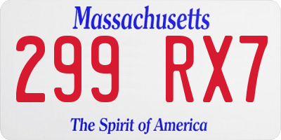 MA license plate 299RX7