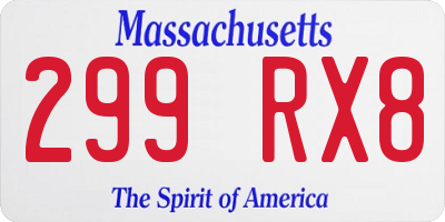MA license plate 299RX8