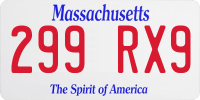 MA license plate 299RX9
