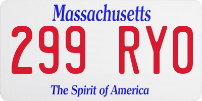 MA license plate 299RY0