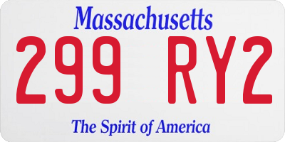 MA license plate 299RY2