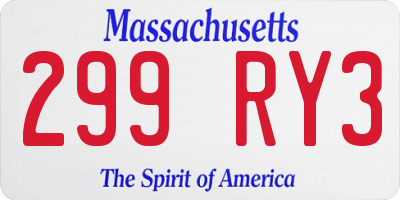 MA license plate 299RY3