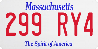 MA license plate 299RY4