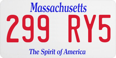 MA license plate 299RY5