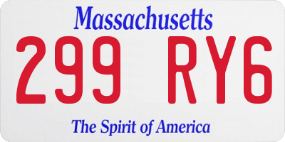 MA license plate 299RY6