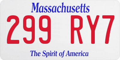 MA license plate 299RY7