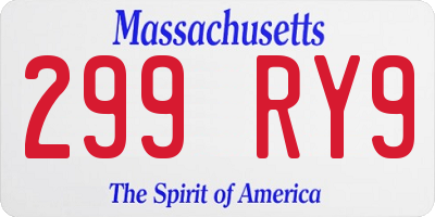 MA license plate 299RY9
