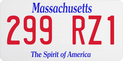 MA license plate 299RZ1