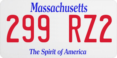 MA license plate 299RZ2