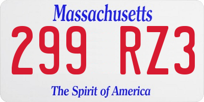 MA license plate 299RZ3
