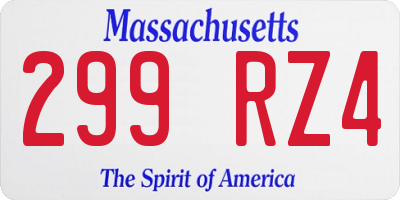 MA license plate 299RZ4