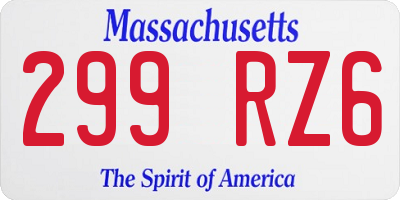 MA license plate 299RZ6