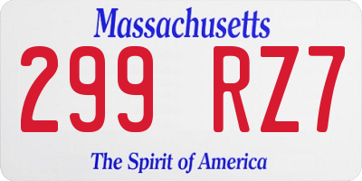 MA license plate 299RZ7