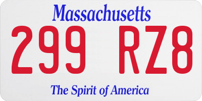 MA license plate 299RZ8