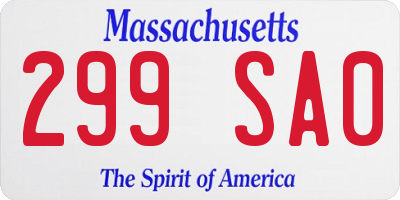 MA license plate 299SA0