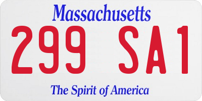MA license plate 299SA1
