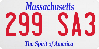 MA license plate 299SA3