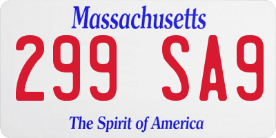 MA license plate 299SA9