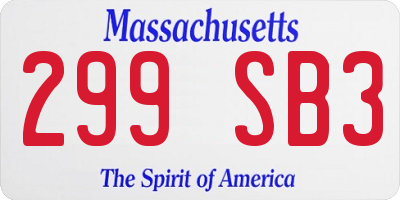 MA license plate 299SB3