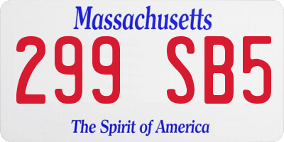 MA license plate 299SB5