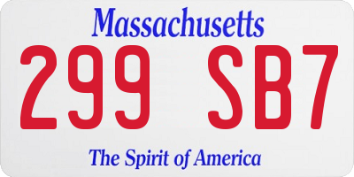 MA license plate 299SB7