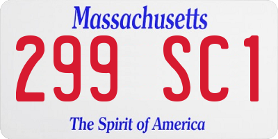 MA license plate 299SC1