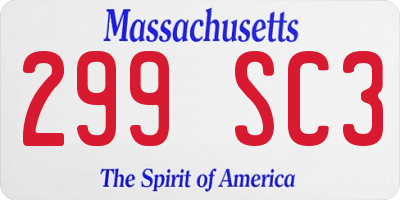 MA license plate 299SC3