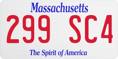 MA license plate 299SC4