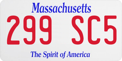 MA license plate 299SC5