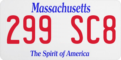 MA license plate 299SC8