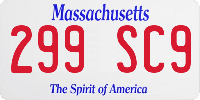 MA license plate 299SC9