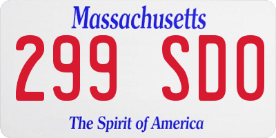 MA license plate 299SD0