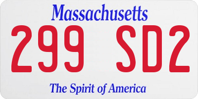 MA license plate 299SD2