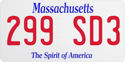 MA license plate 299SD3
