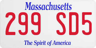 MA license plate 299SD5