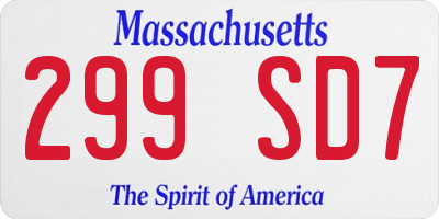 MA license plate 299SD7