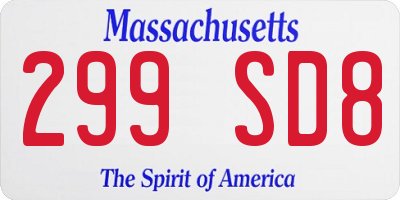 MA license plate 299SD8
