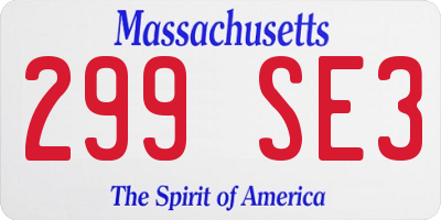 MA license plate 299SE3