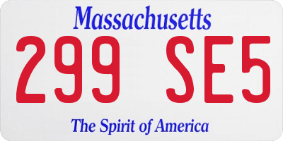 MA license plate 299SE5